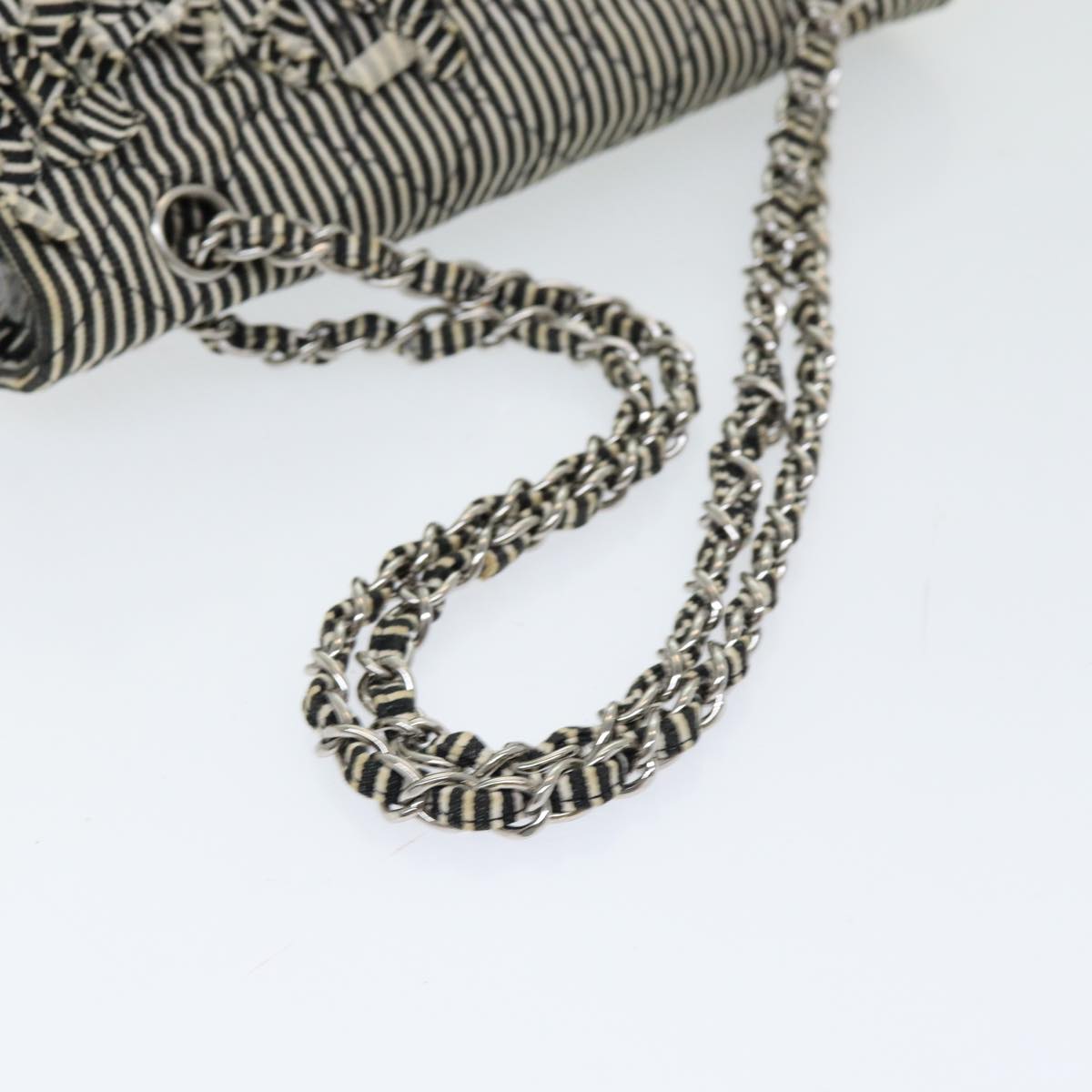 CHANEL Matelasse Turn Lock Chain Hand Bag Canvas Black Silver CC bs16629