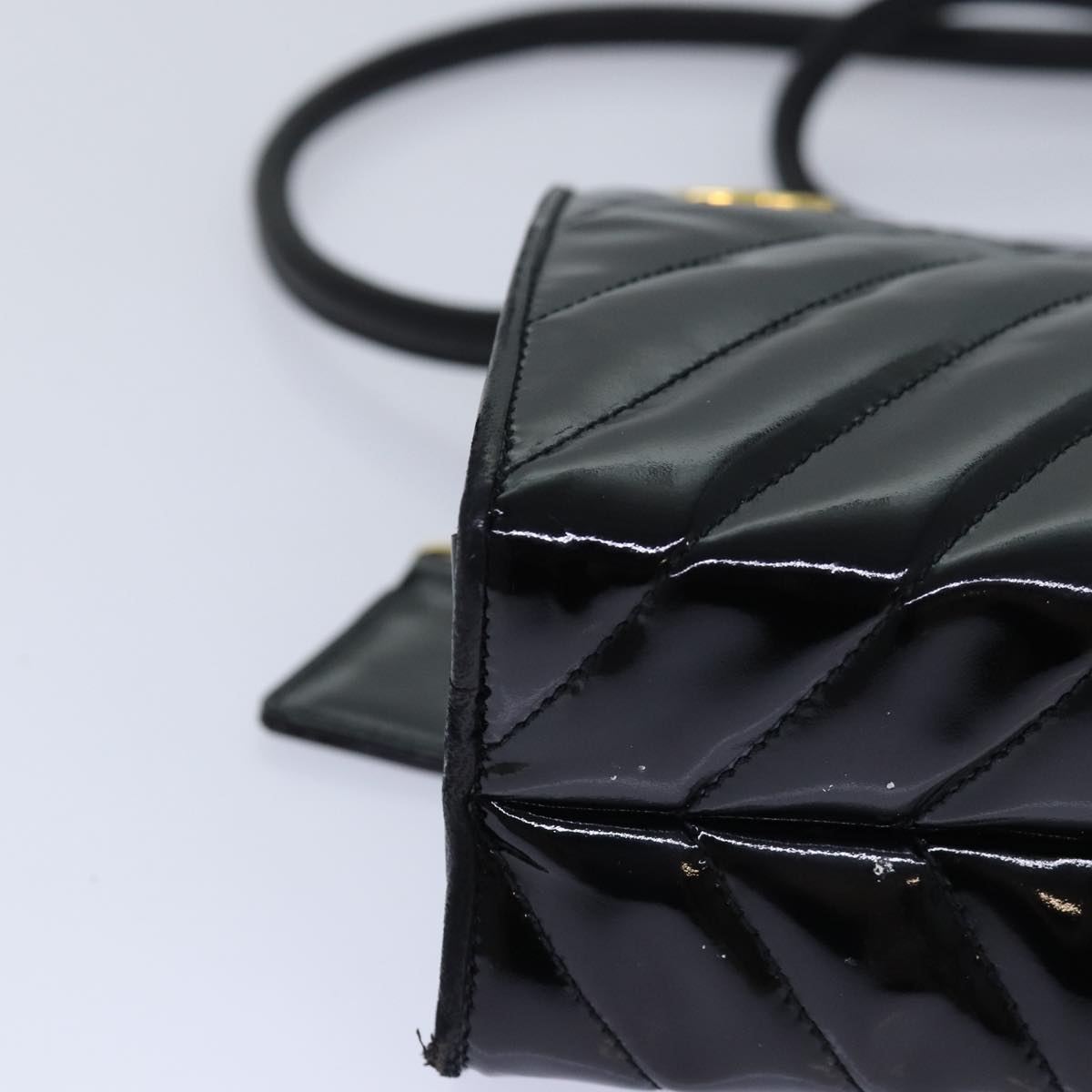 CHANEL V stitch COCO Mark Shoulder Bag Enamel Black CC bs16640