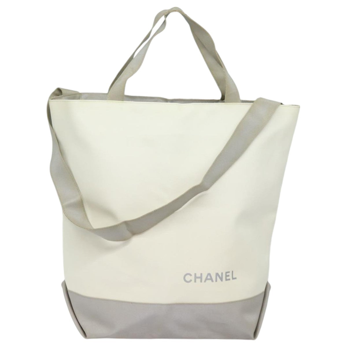CHANEL Tote Bag Leather 2way White Silver CC bs16701