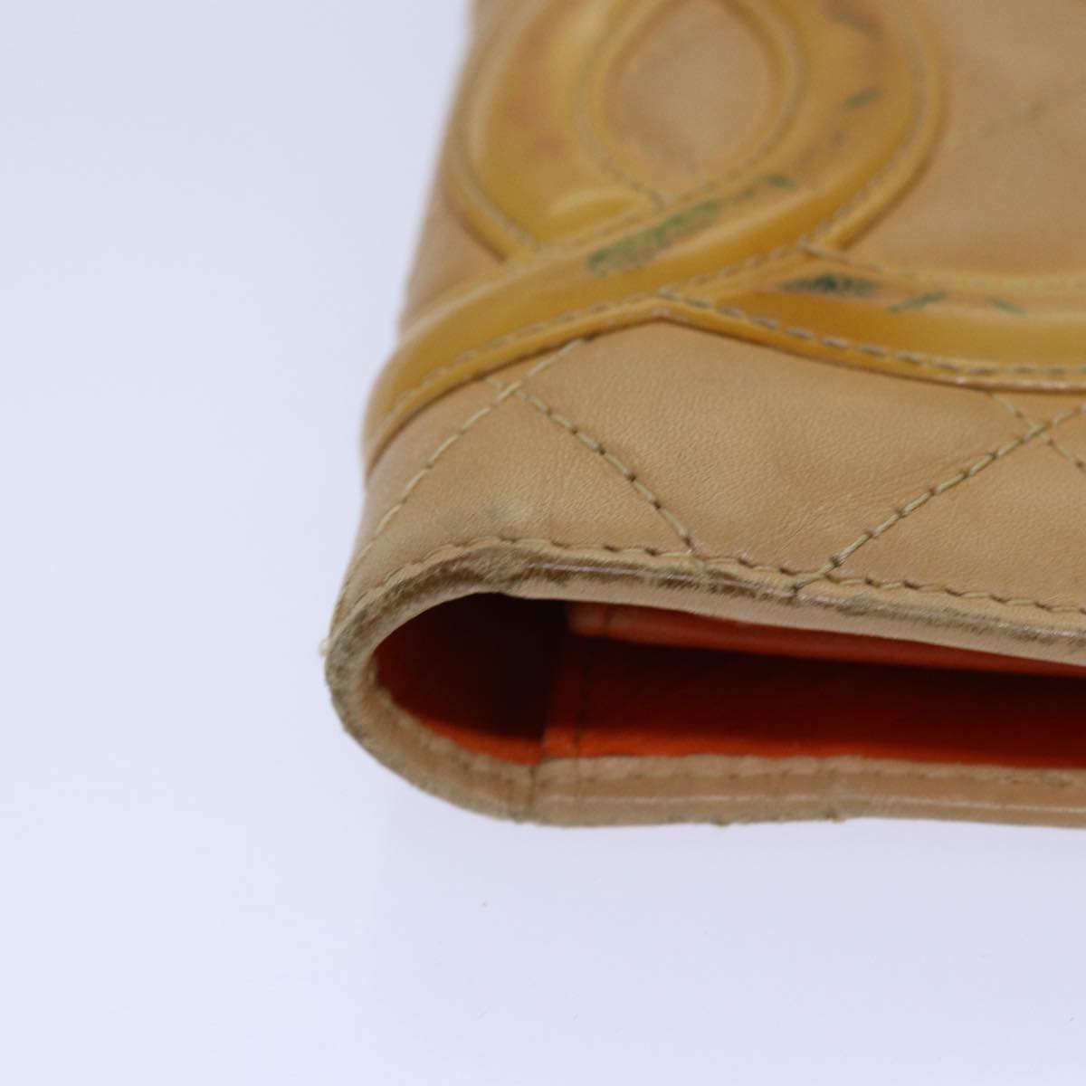 CHANEL Cambon Line Matelasse Long Wallet Leather Beige CC bs16763