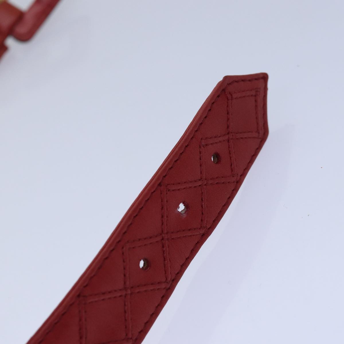 CHANEL Bicolore Chain Belt Leather metal 26.8""-28.7"" Red Gold CC bs16764