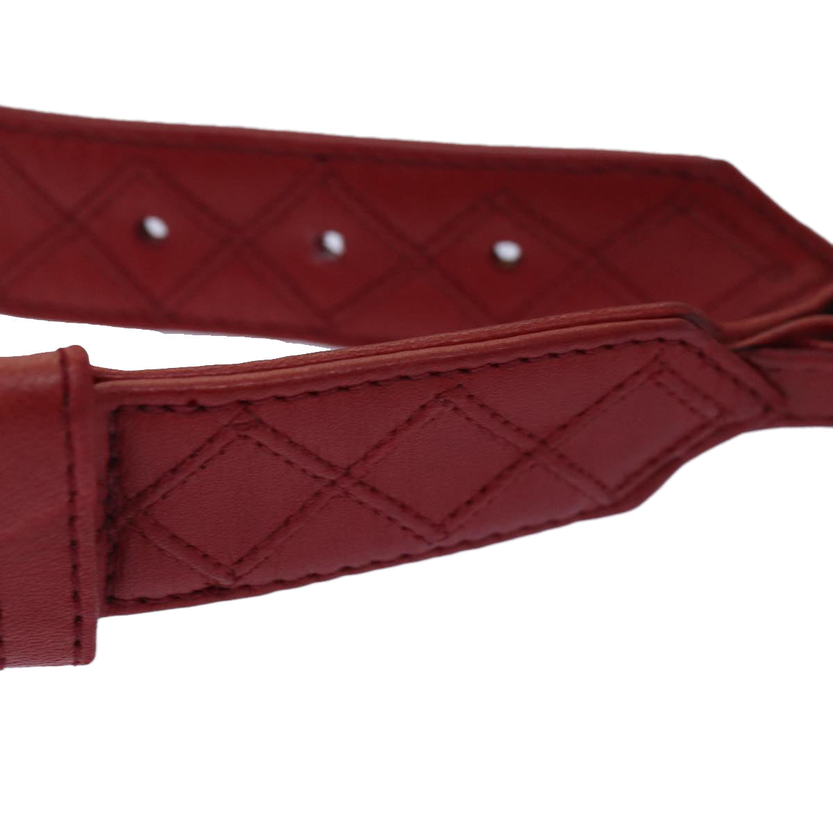 CHANEL Bicolore Chain Belt Leather metal 26.8""-28.7"" Red Gold CC bs16764