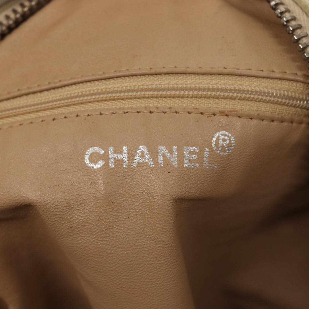 CHANEL Matelasse Shoulder Bag Suede nylon Beige Black Silver CC bs16824