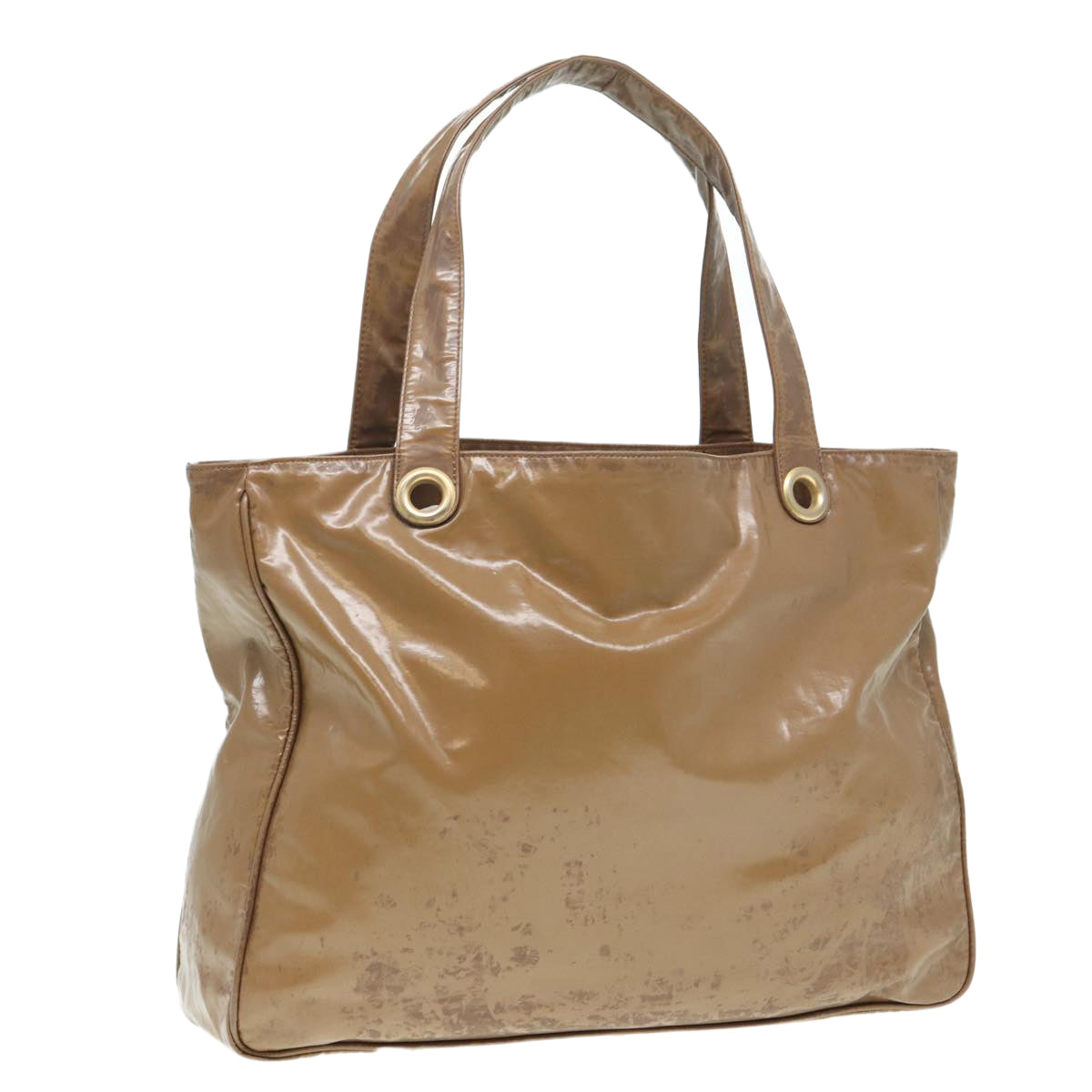 CHANEL COCO Mark Tote Bag Patent leather Beige CC bs16858