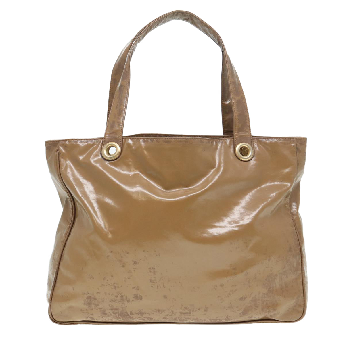 CHANEL COCO Mark Tote Bag Patent leather Beige CC bs16858