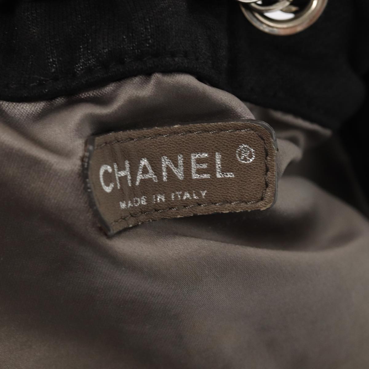 CHANEL Matelasse Chain Tote Bag Cotton Black CC bs16859