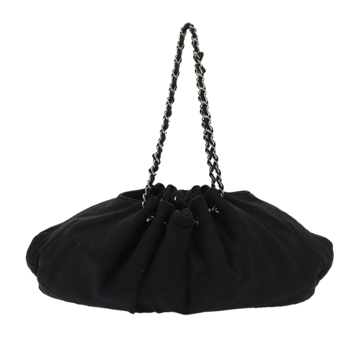 CHANEL Matelasse Chain Tote Bag Cotton Black CC bs16859