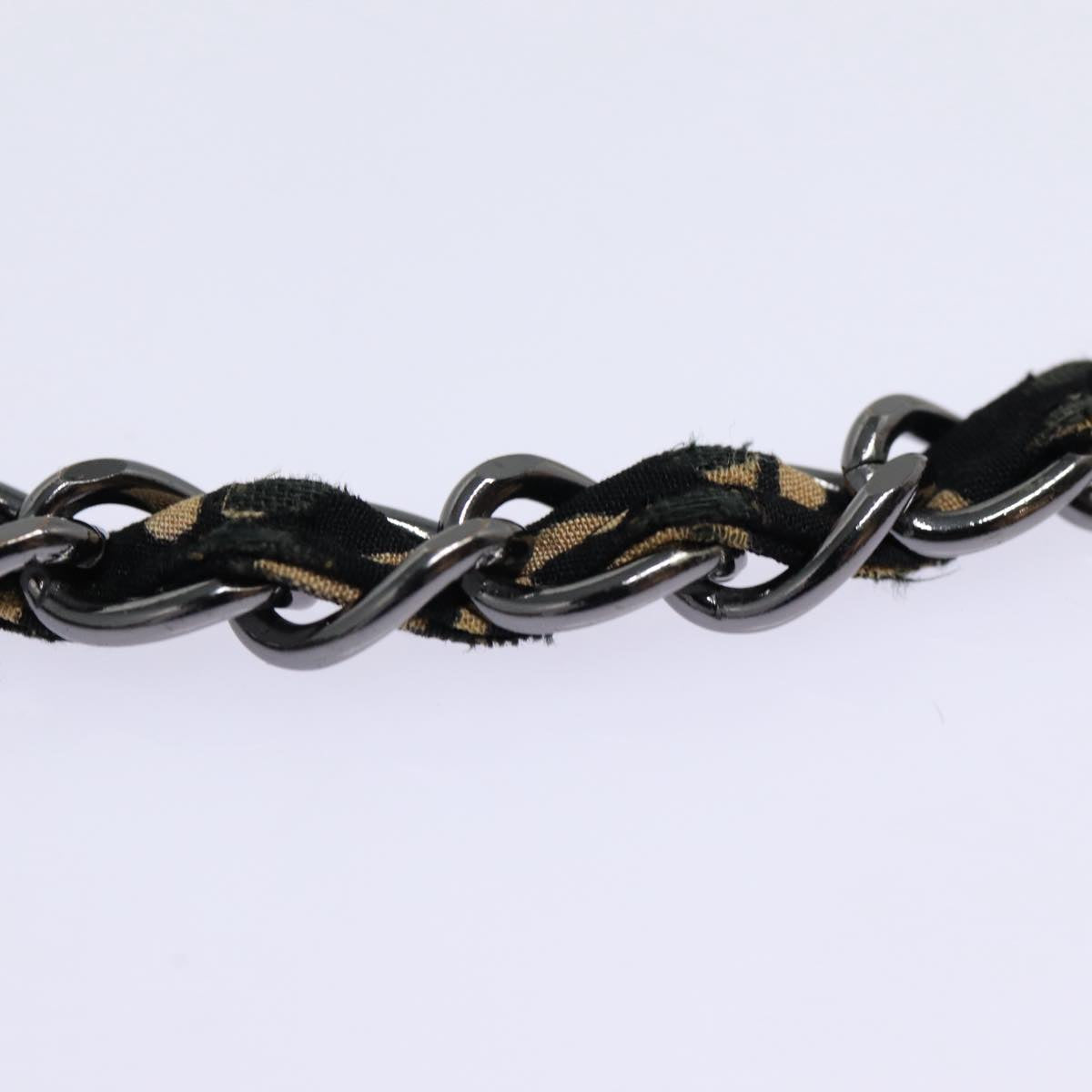CHANEL Clover Turn Lock Chain Shoulder Bag Canvas Black Silver CC bs16983