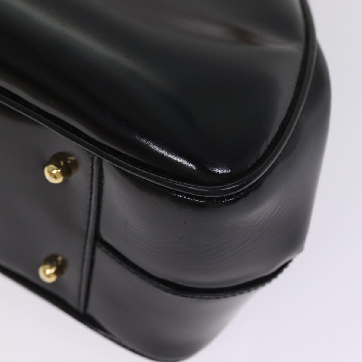 GUCCI Bamboo Hand Bag Patent Leather Black Gold 000 781 0296 bs17044