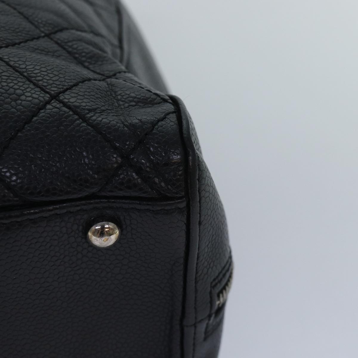 CHANEL Matelasse Hand Bag Caviar Skin Black Silver CC bs17167
