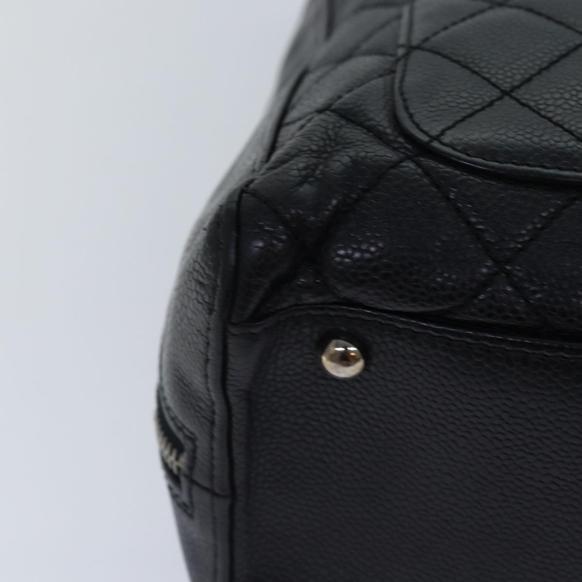 CHANEL Matelasse Hand Bag Caviar Skin Black Silver CC bs17167