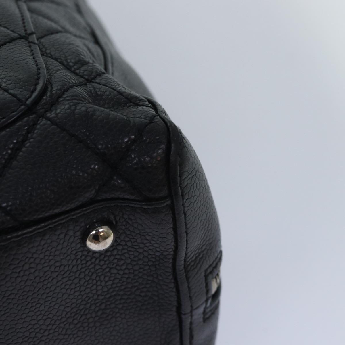 CHANEL Matelasse Hand Bag Caviar Skin Black Silver CC bs17167