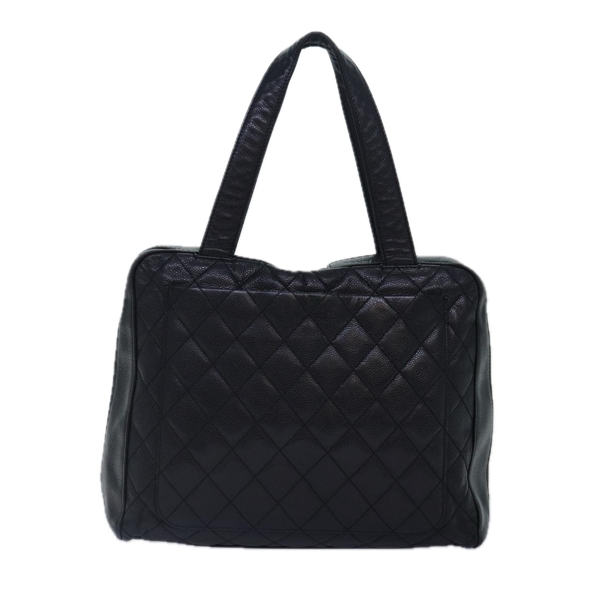 CHANEL Matelasse Hand Bag Caviar Skin Black Silver CC bs17167