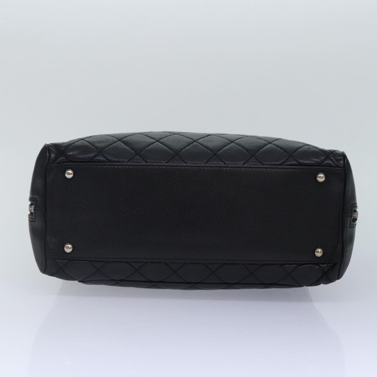 CHANEL Matelasse Hand Bag Caviar Skin Black Silver CC bs17167