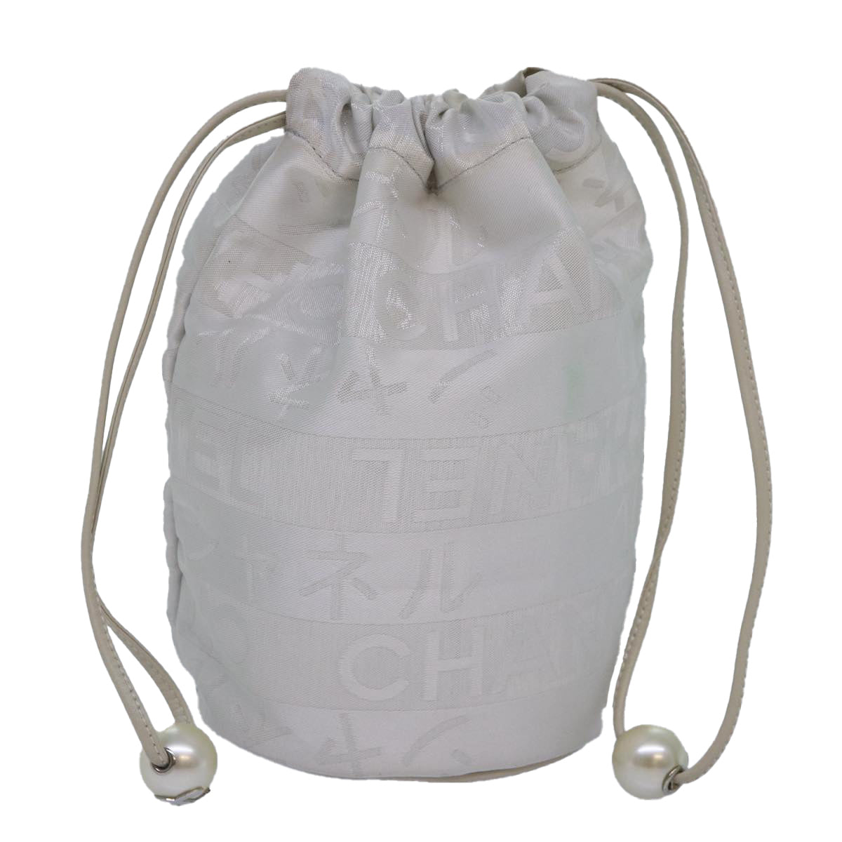 CHANEL Purse Pouch Canvas White CC bs17327