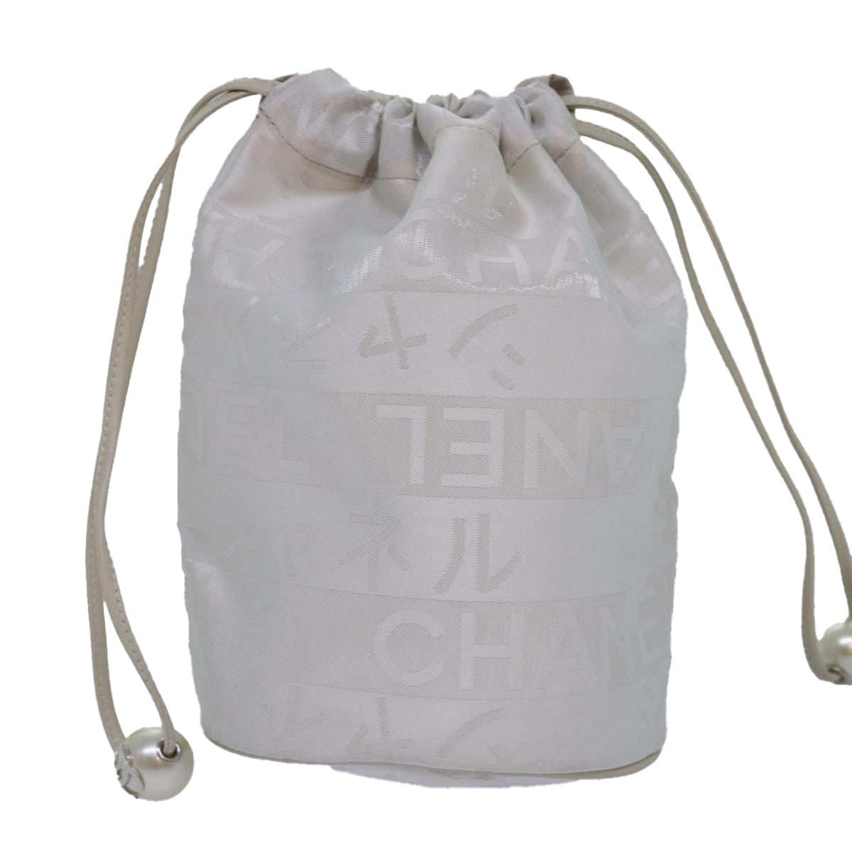 CHANEL Purse Pouch Canvas White CC bs17327