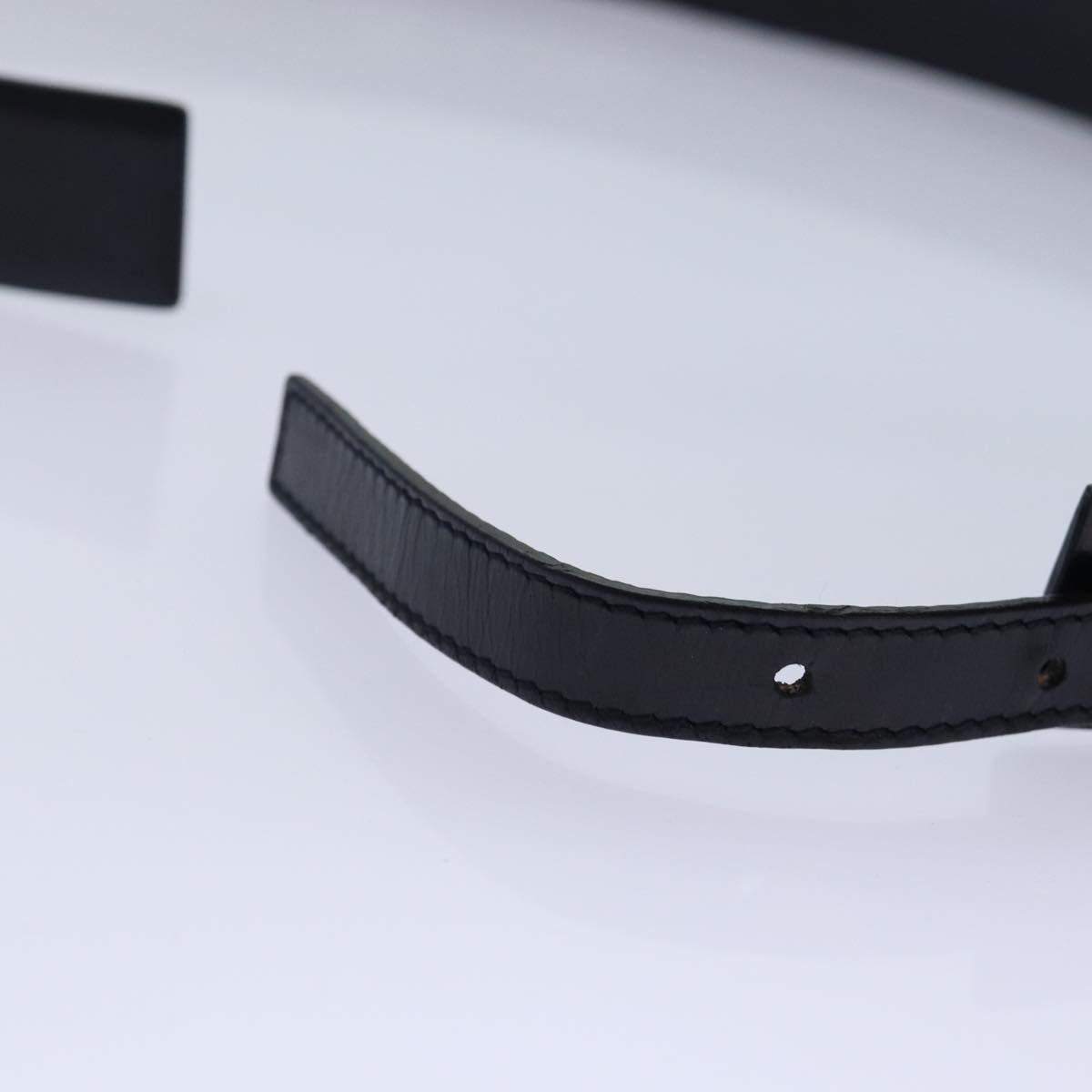 CHANEL Belt Leather 40 Black CC bs17331