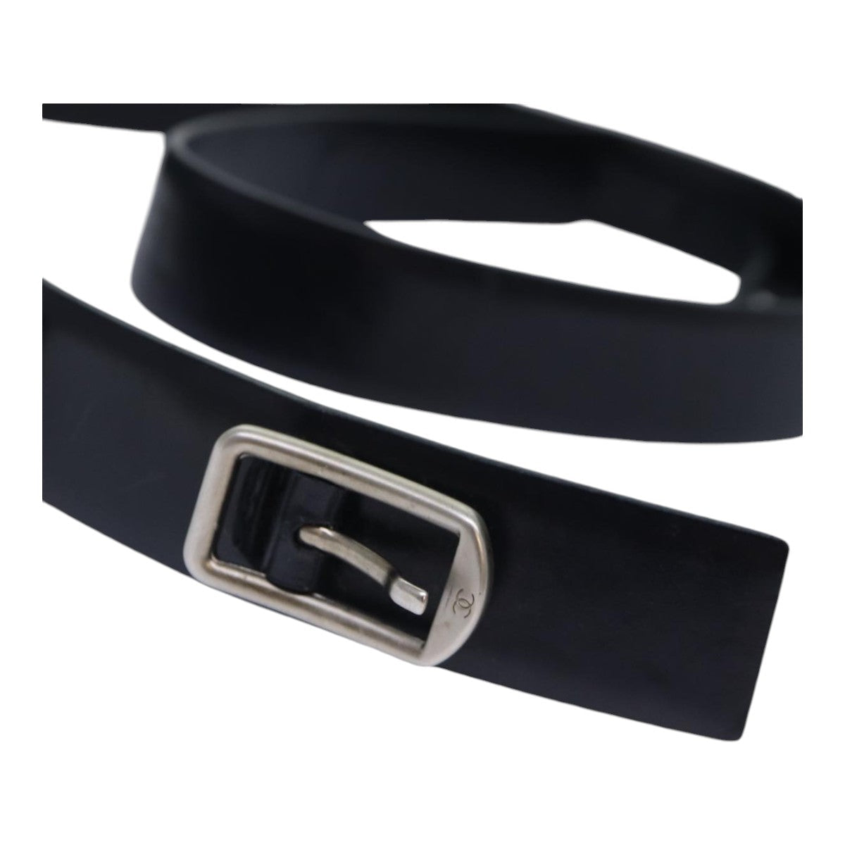 CHANEL Belt Leather 40 Black CC bs17331