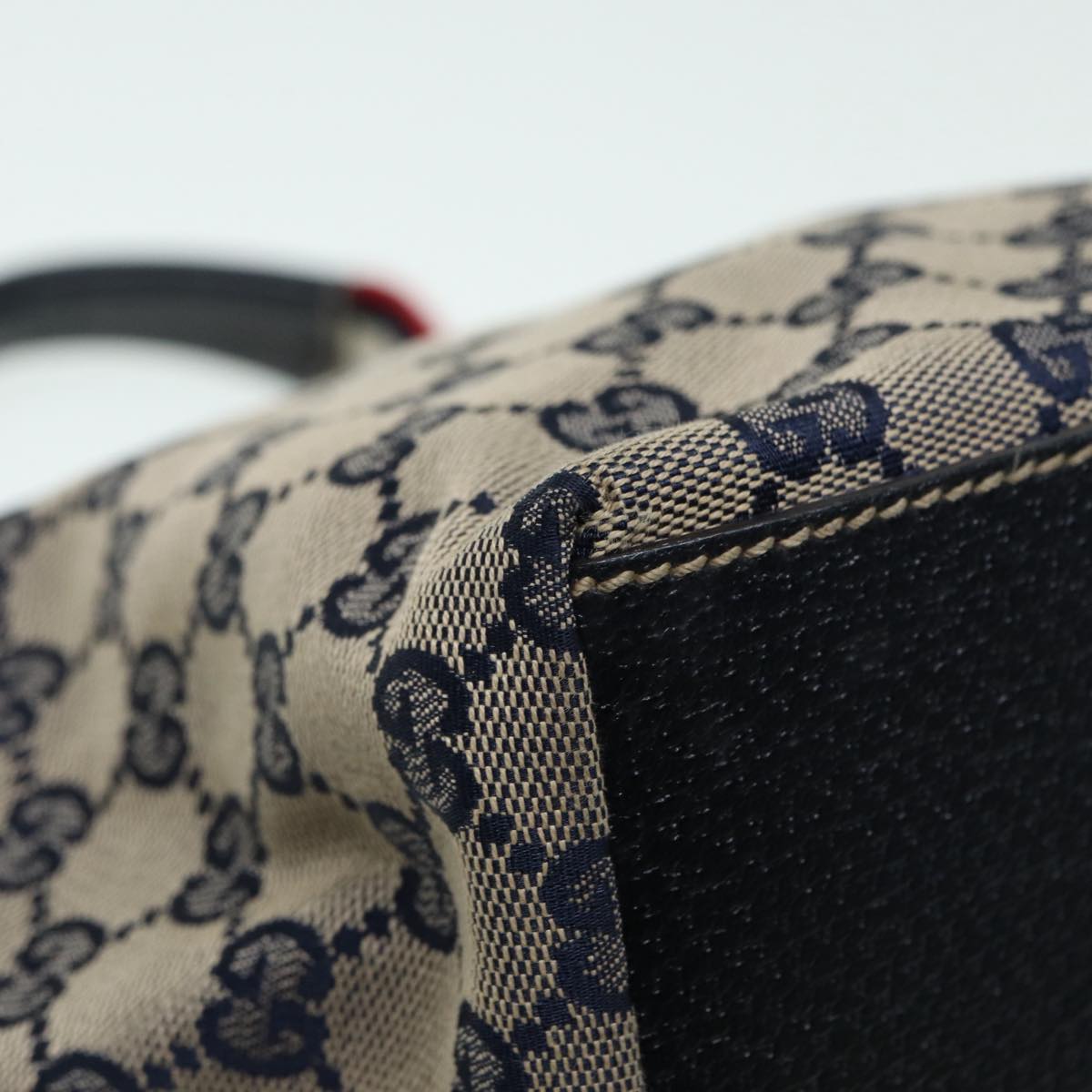 GUCCI GG Canvas Sherry Line Tote Bag Red Navy Silver 131228 bs17358