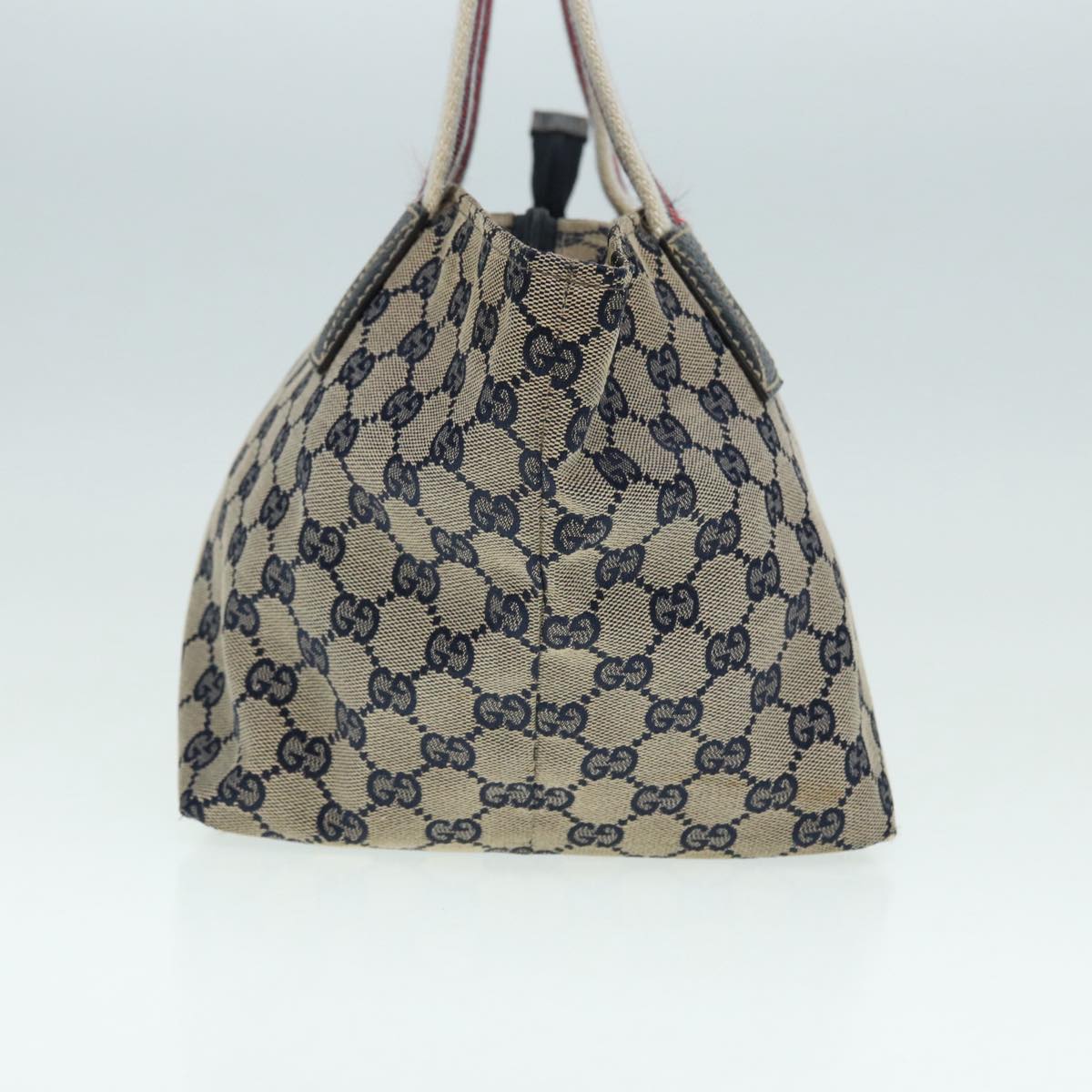 GUCCI GG Canvas Sherry Line Tote Bag Red Navy Silver 131228 bs17358
