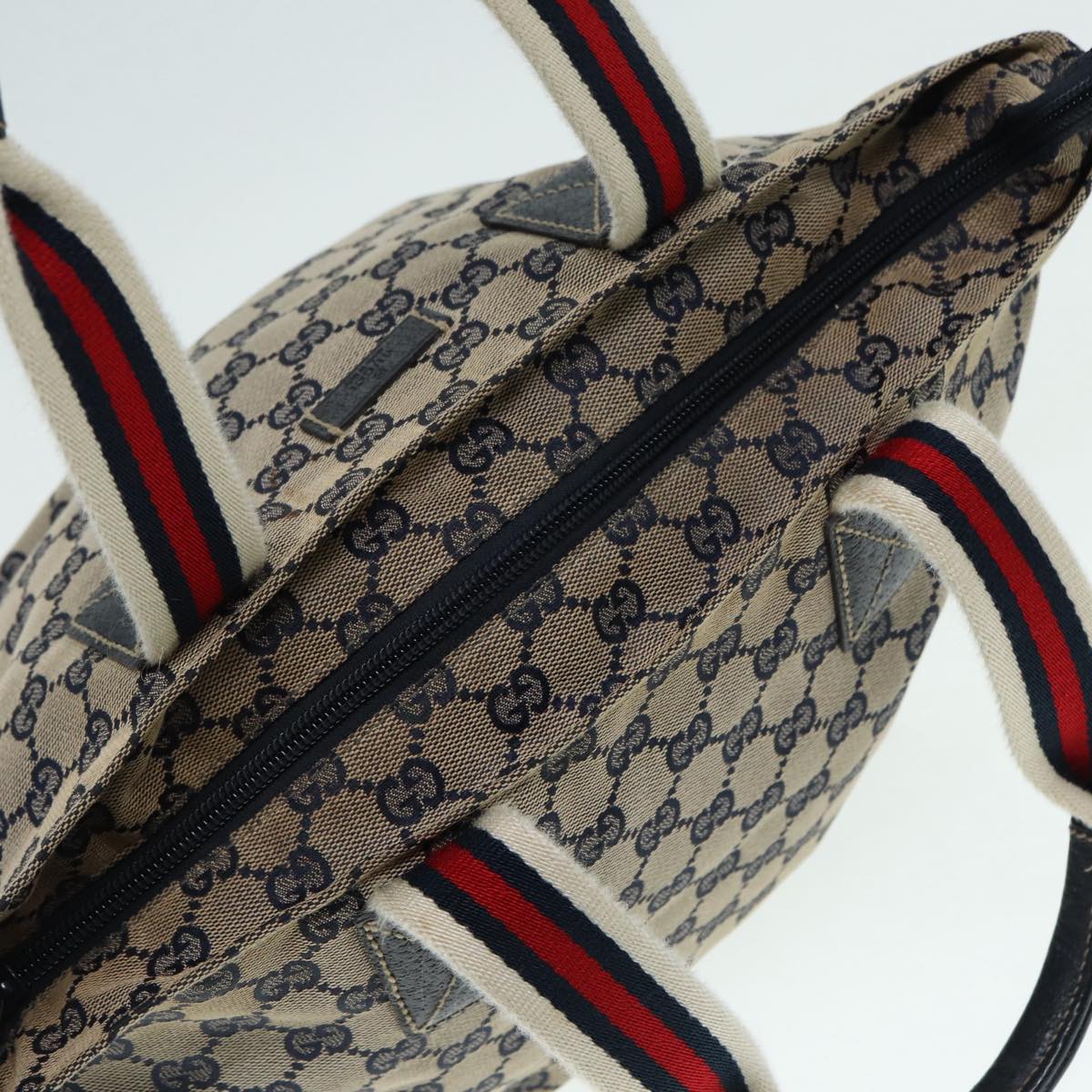GUCCI GG Canvas Sherry Line Tote Bag Red Navy Silver 131228 bs17358