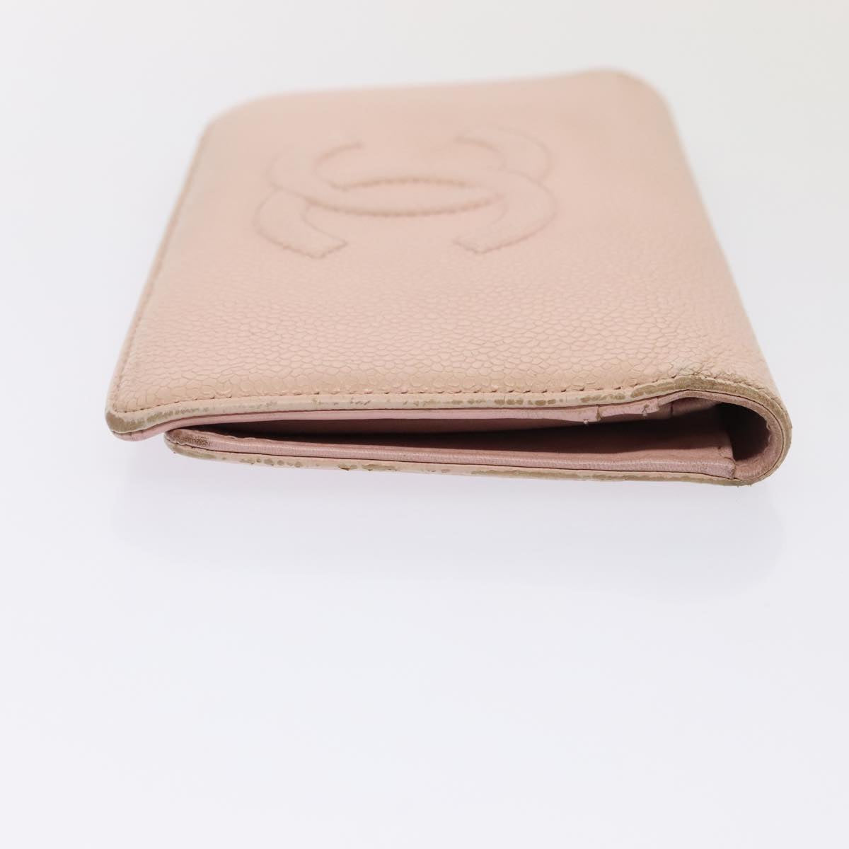CHANEL Wallet Caviar Skin Pink Silver CC bs17427