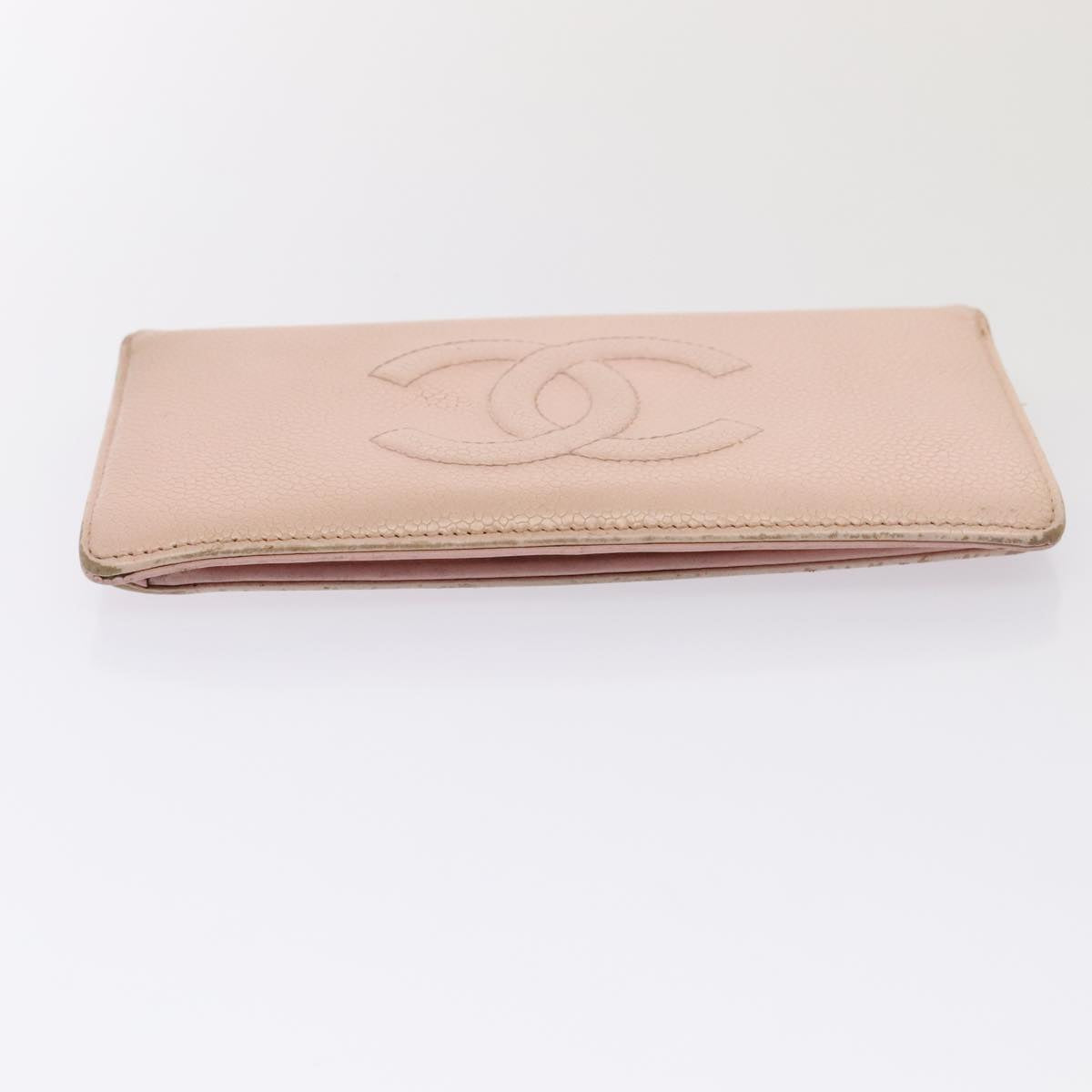 CHANEL Wallet Caviar Skin Pink Silver CC bs17427