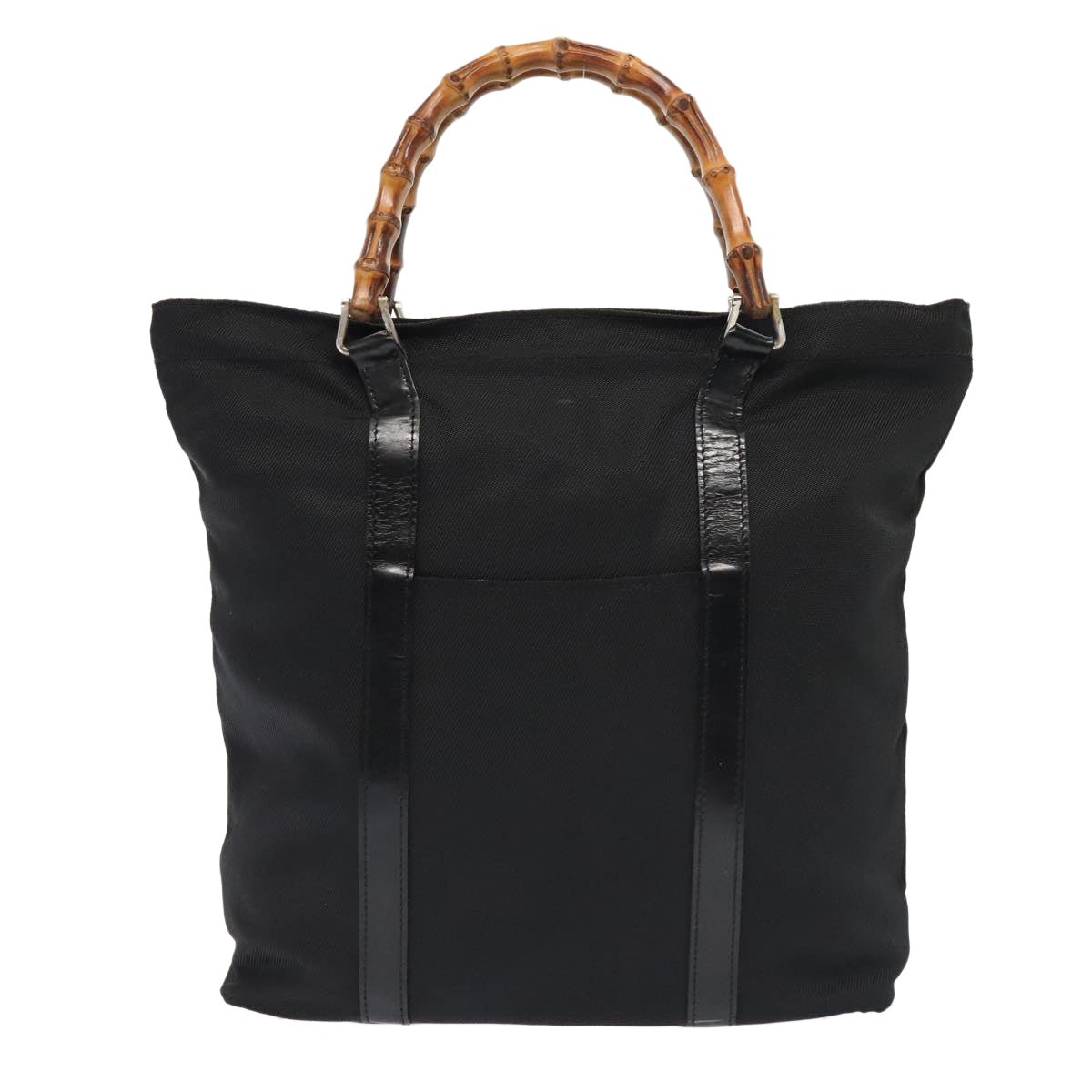 GUCCI Bamboo Hand Bag Nylon Black Gold 000 3754 0508 bs17437