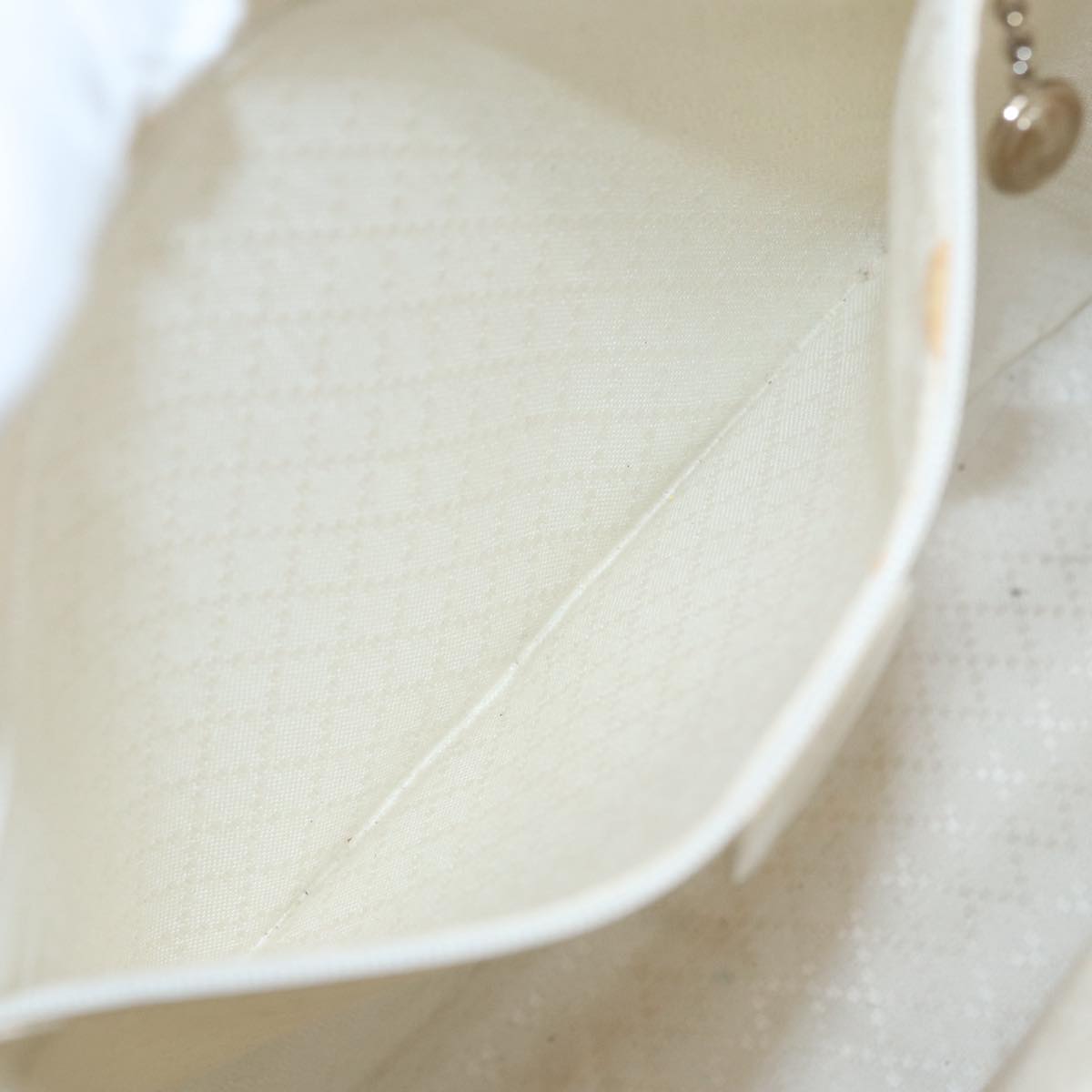 GUCCI Bamboo Shoulder Bag Nylon White Silver 003 2058 0059 5 bs17479