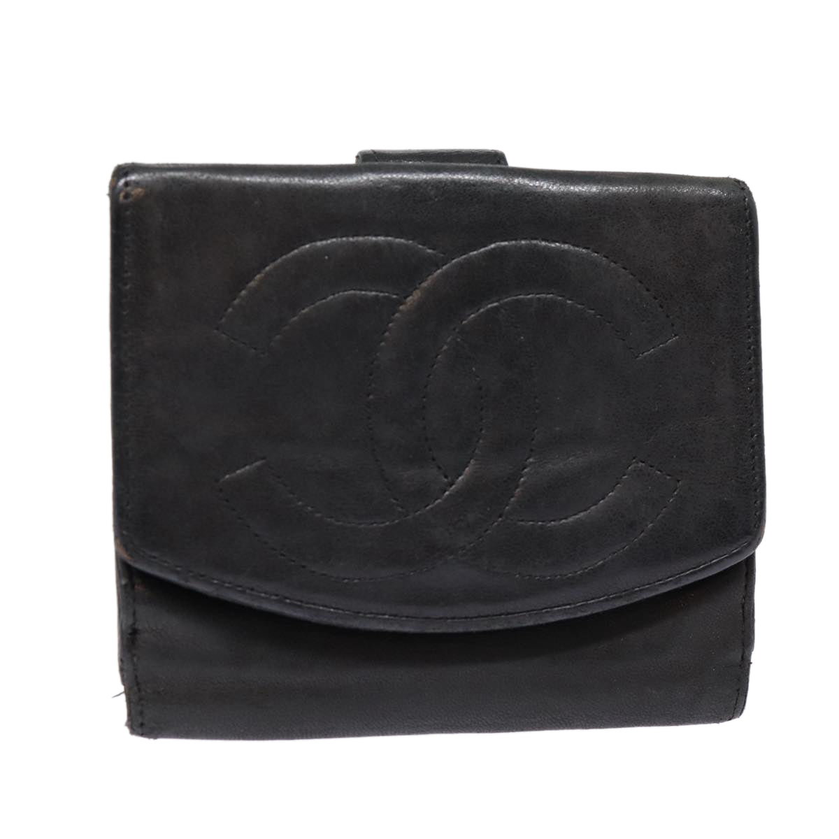 CHANEL Wallet Leather Black Gold CC bs17493