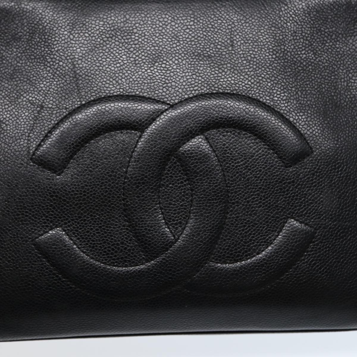 CHANEL Tote Bag Caviar Skin Black Gold CC bs17526