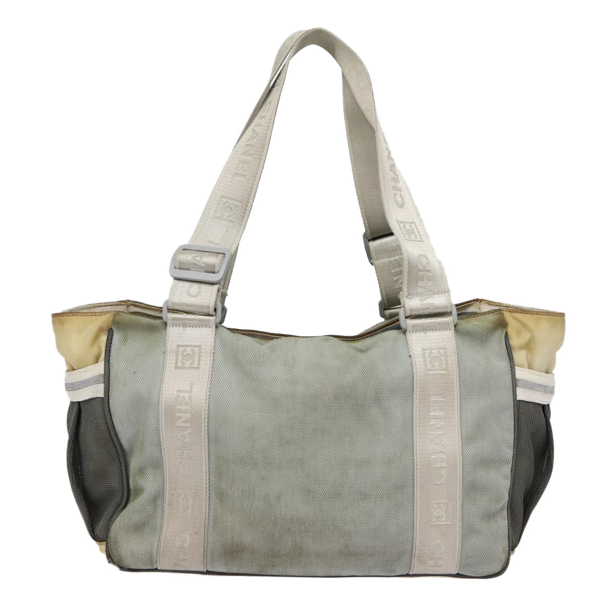 CHANEL Sports Tote Bag Nylon Gray Silver CC bs17659