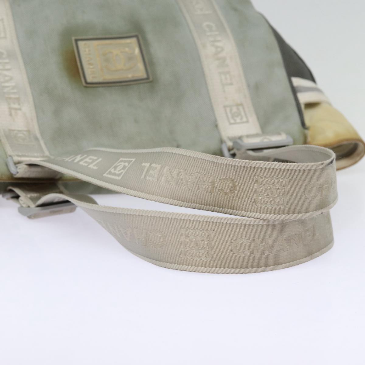 CHANEL Sports Tote Bag Nylon Gray Silver CC bs17659