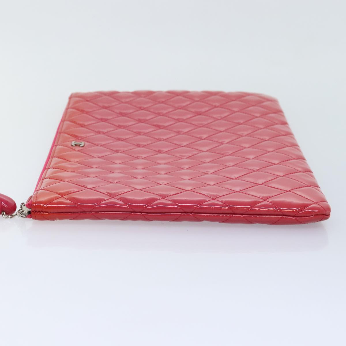CHANEL Matelasse Clutch Bag patent Pink CC bs18168