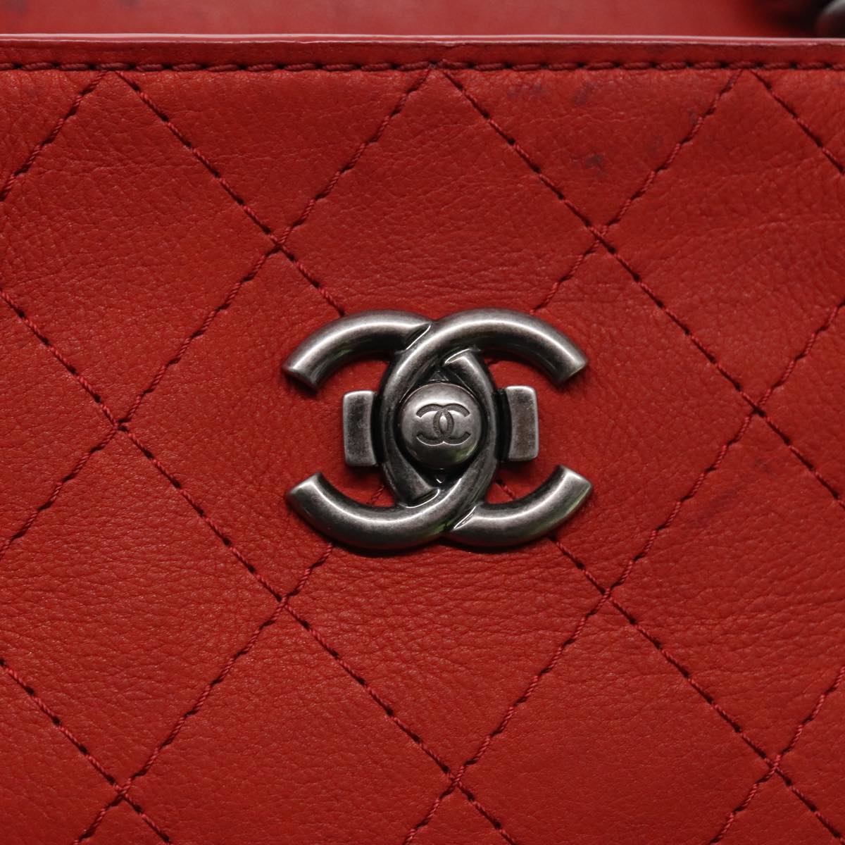 CHANEL Matelasse Chain Boy Chanel Shoulder Bag Leather Orange CC bs18169