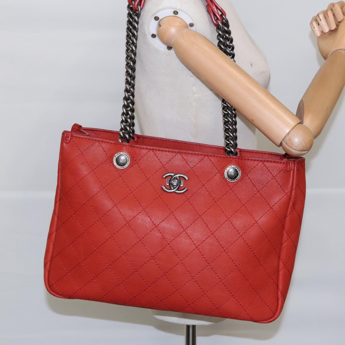 CHANEL Matelasse Chain Boy Chanel Shoulder Bag Leather Orange CC bs18169