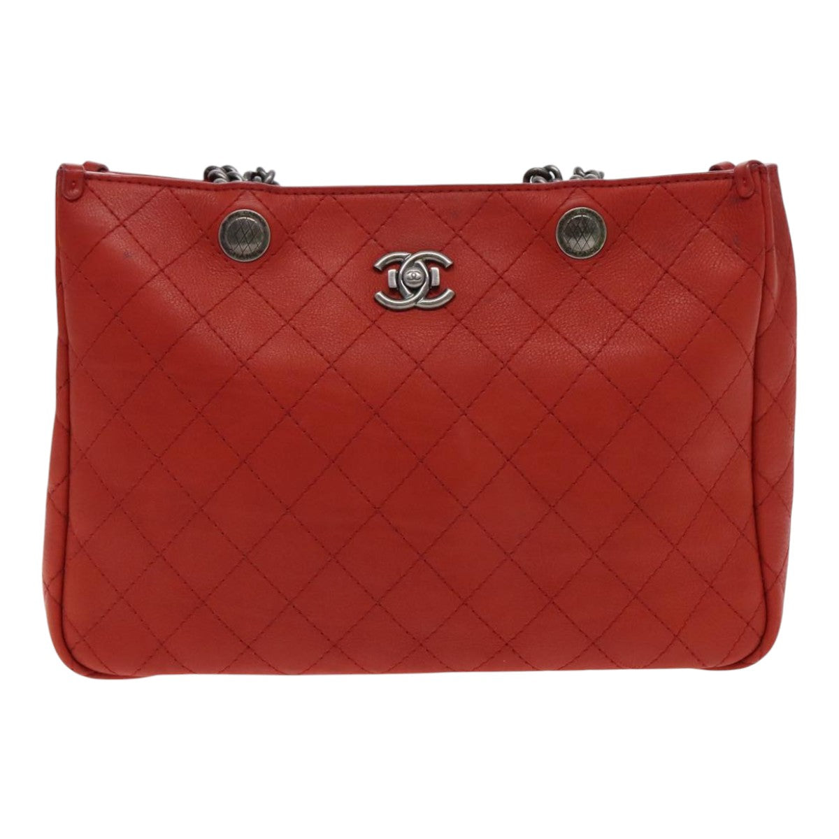 CHANEL Matelasse Chain Boy Chanel Shoulder Bag Leather Orange CC bs18169