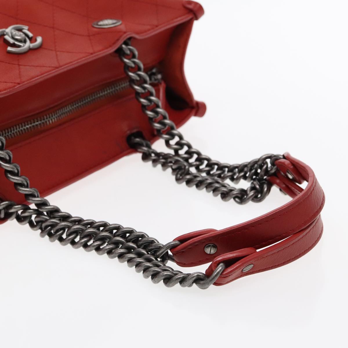 CHANEL Matelasse Chain Boy Chanel Shoulder Bag Leather Orange CC bs18169