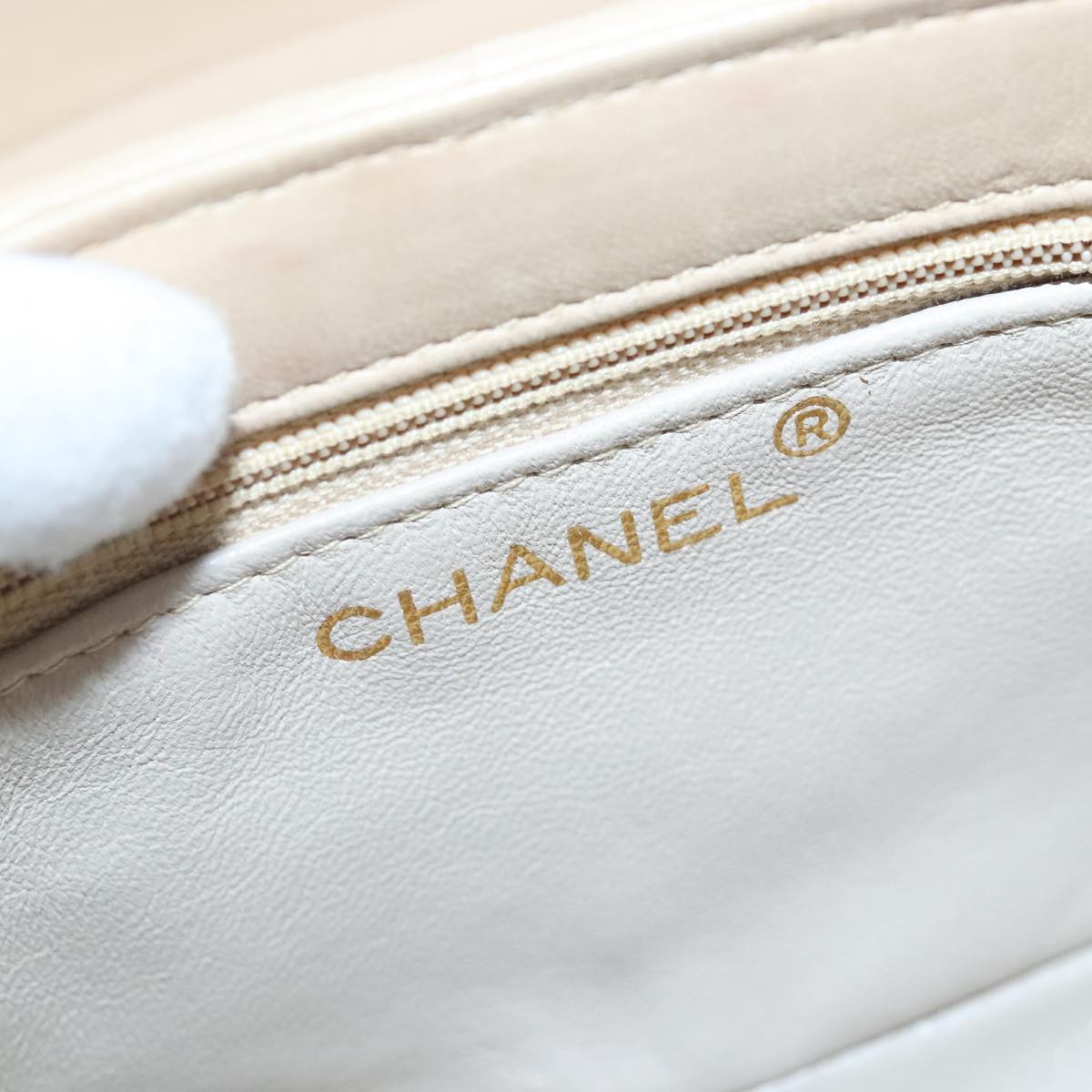 CHANEL Matelasse Chain Shoulder Bag Lamb Skin Beige Gold CC bs18171