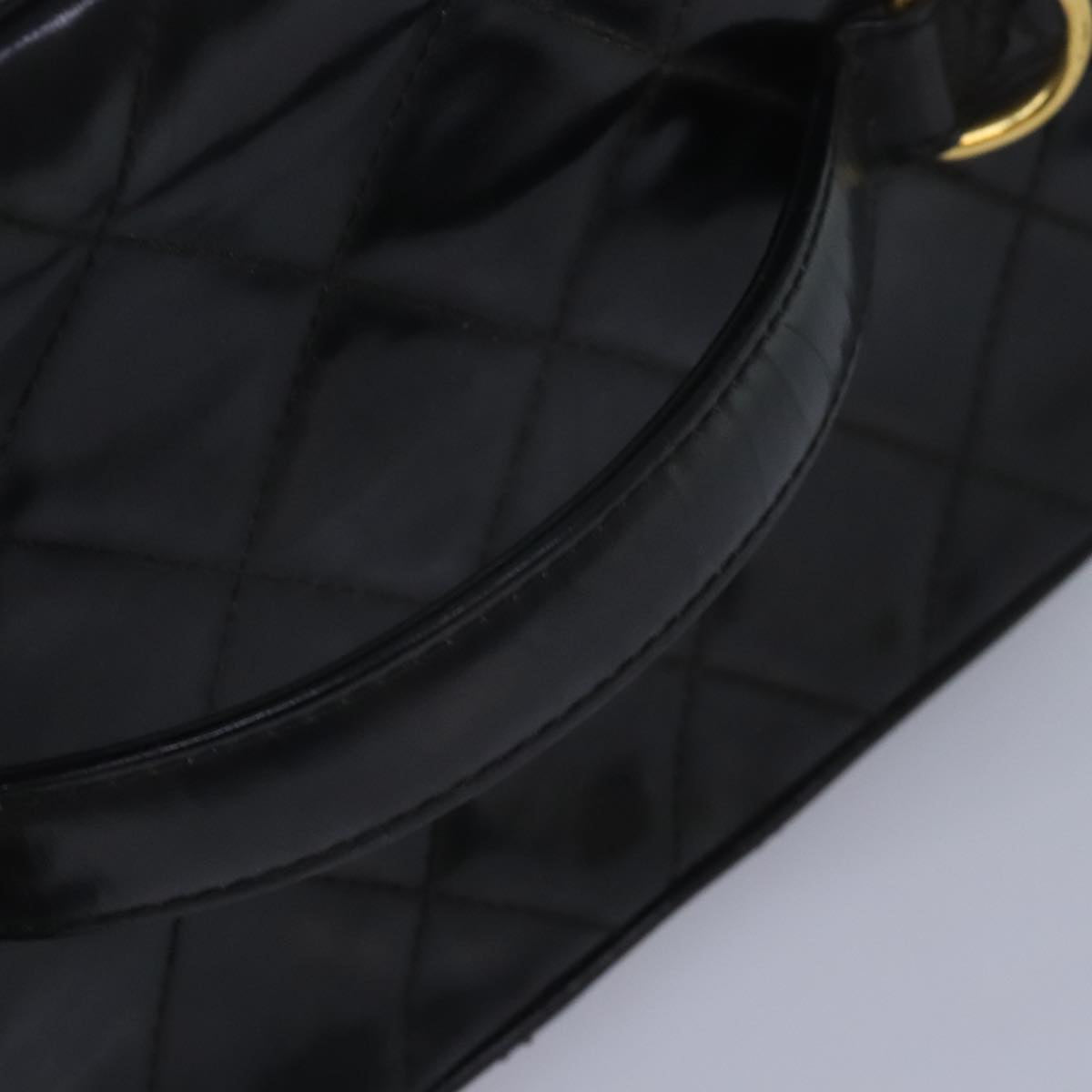CHANEL Matelasse Vanity Cosmetic Pouch Patent leather Black Gold CC bs18324