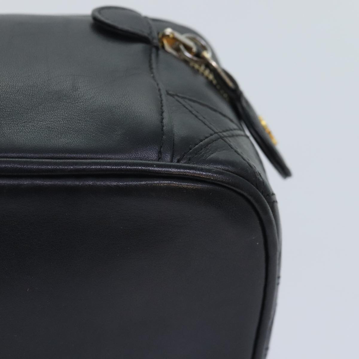 CHANEL Bicolore Vanity Cosmetic Pouch Leather Black CC bs18328
