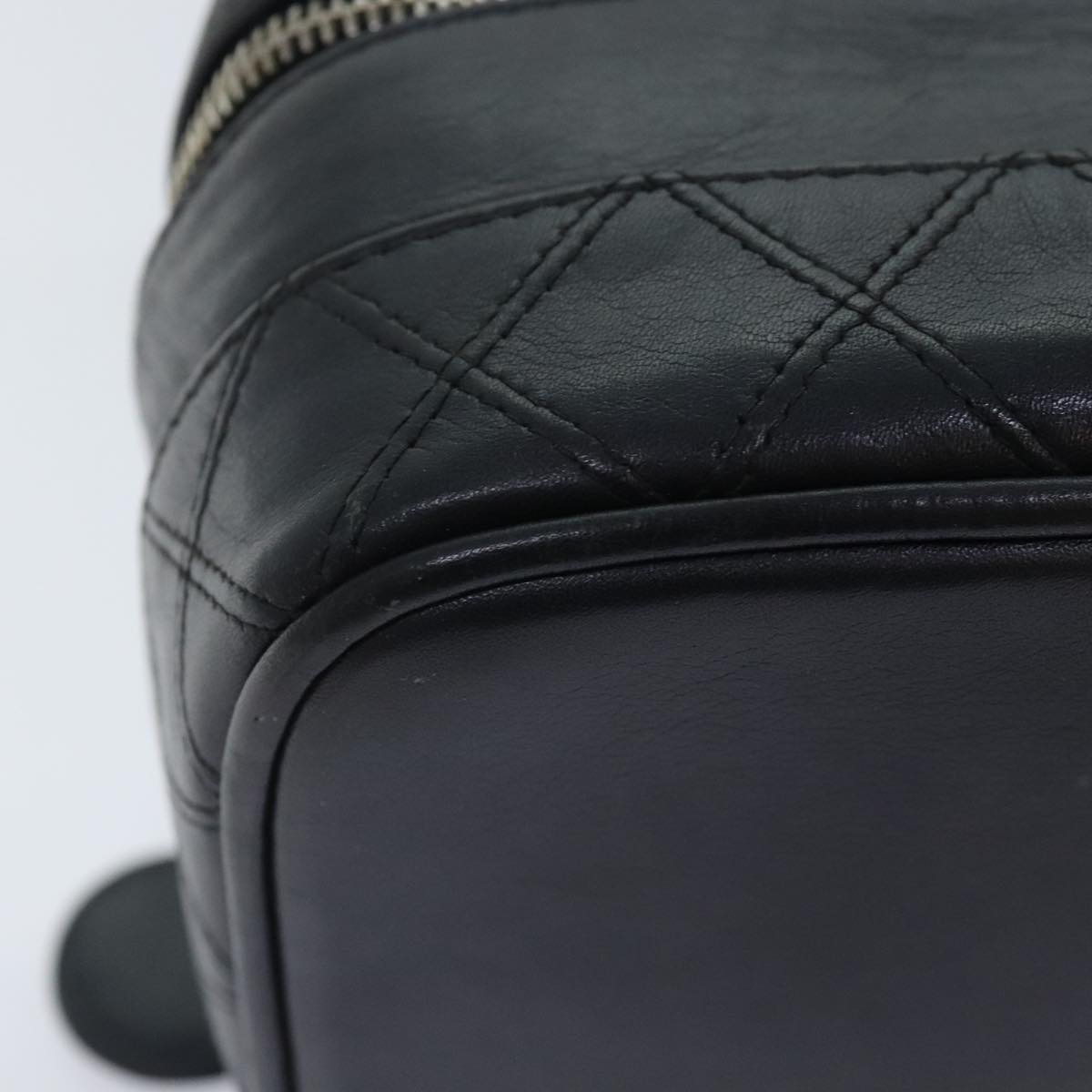 CHANEL Bicolore Vanity Cosmetic Pouch Leather Black CC bs18328