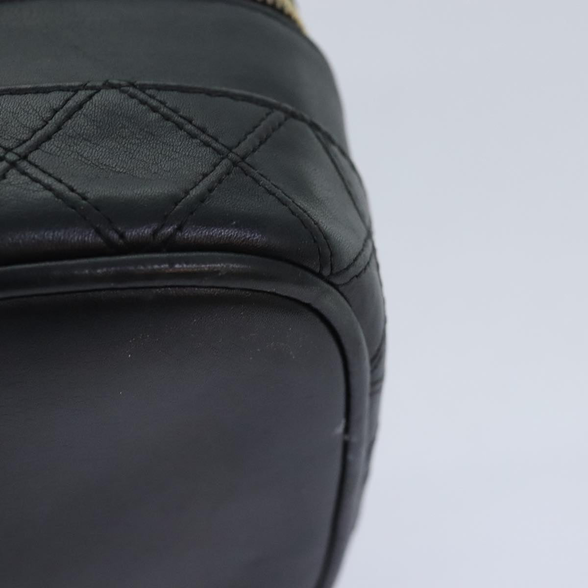 CHANEL Bicolore Vanity Cosmetic Pouch Leather Black CC bs18328