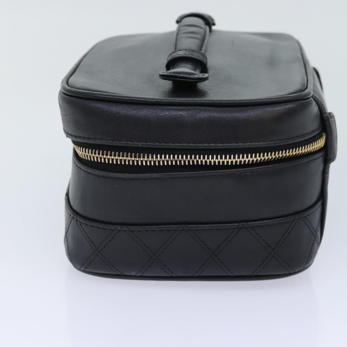 CHANEL Bicolore Vanity Cosmetic Pouch Leather Black CC bs18328