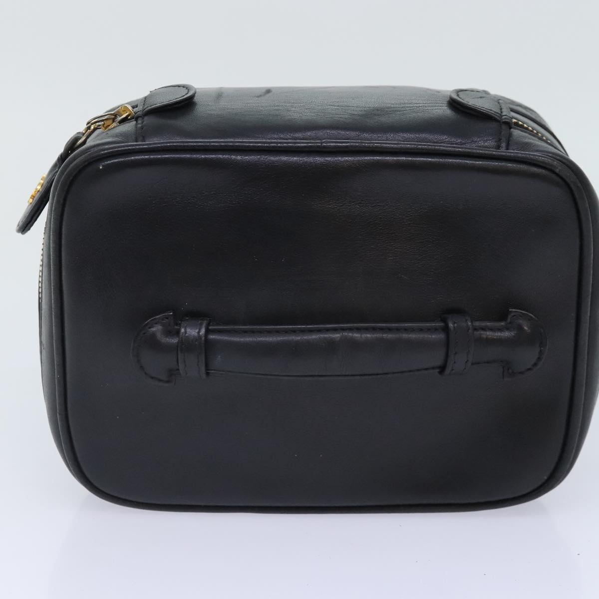 CHANEL Bicolore Vanity Cosmetic Pouch Leather Black CC bs18328