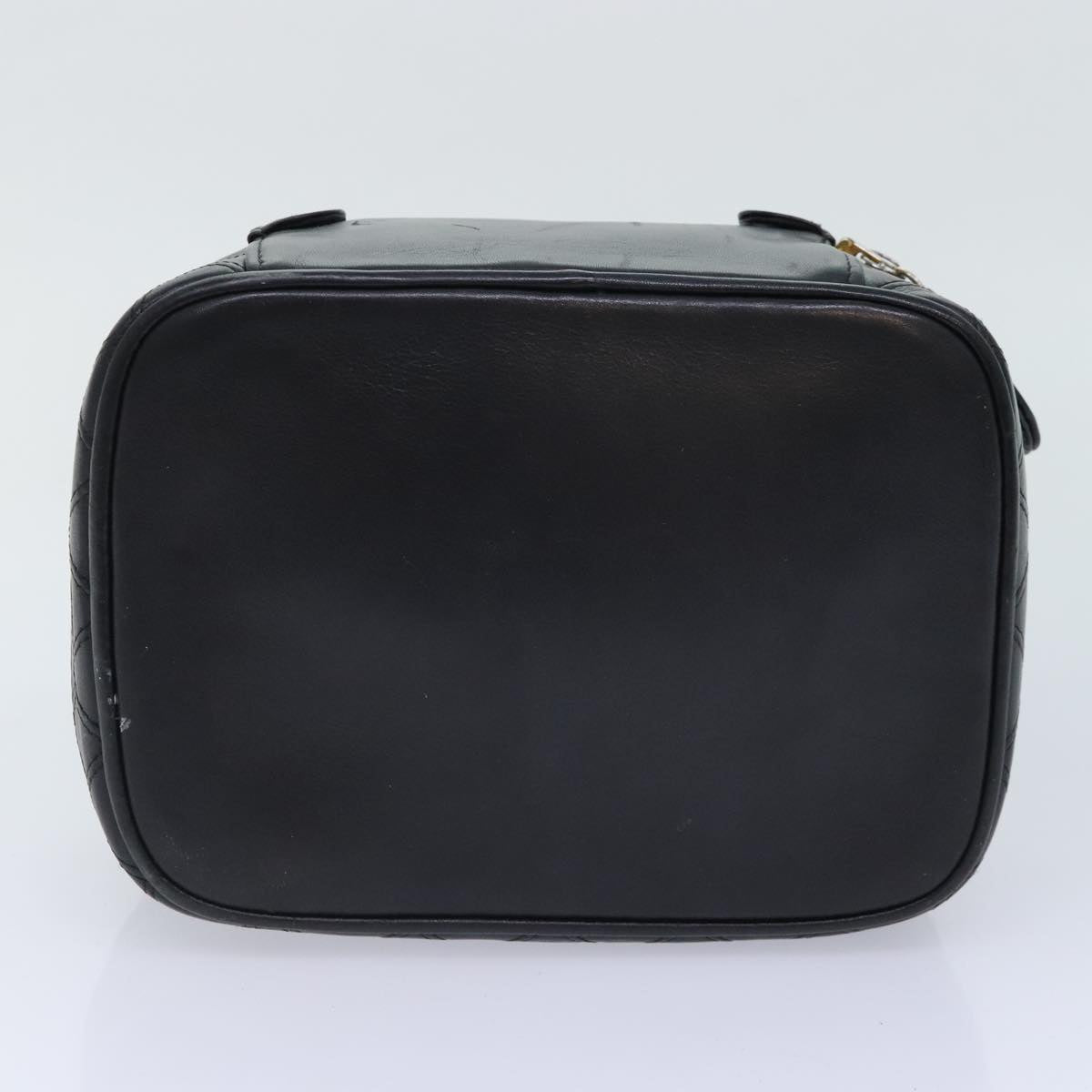 CHANEL Bicolore Vanity Cosmetic Pouch Leather Black CC bs18328