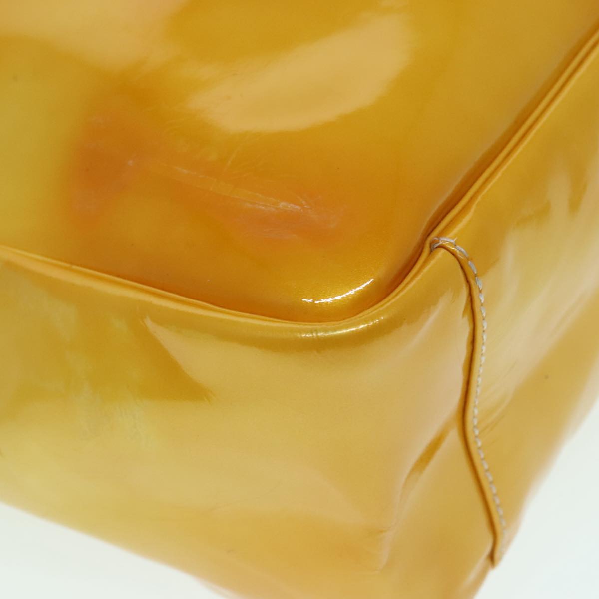 CHANEL COCO Mark Hand Bag Patent leather Yellow CC bs18402