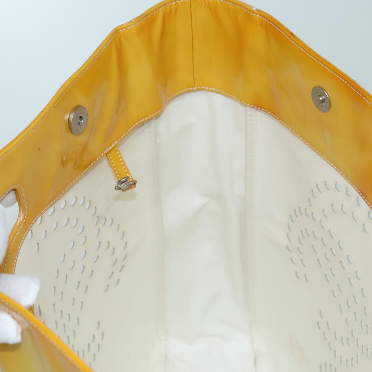 CHANEL COCO Mark Hand Bag Patent leather Yellow CC bs18402