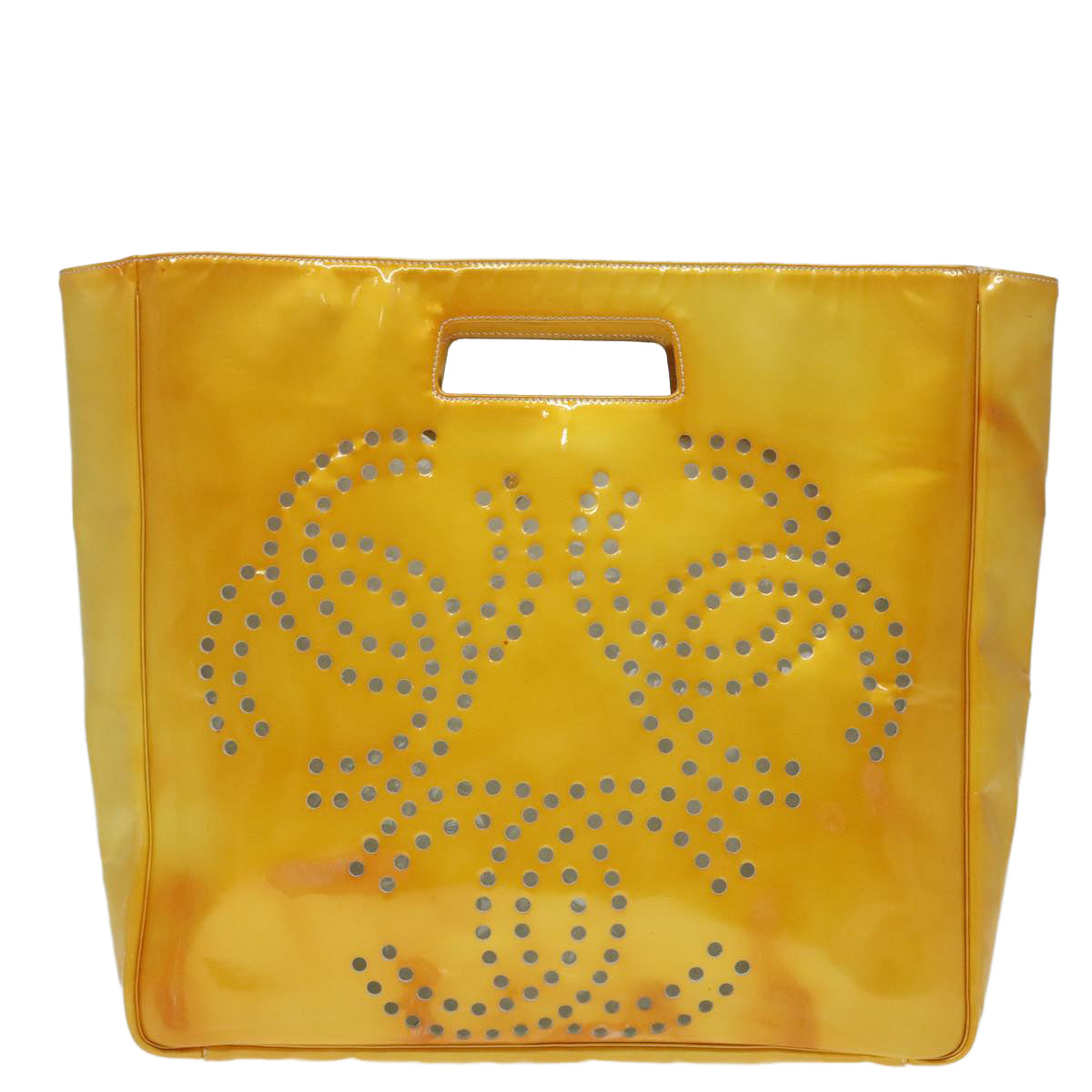 CHANEL COCO Mark Hand Bag Patent leather Yellow CC bs18402