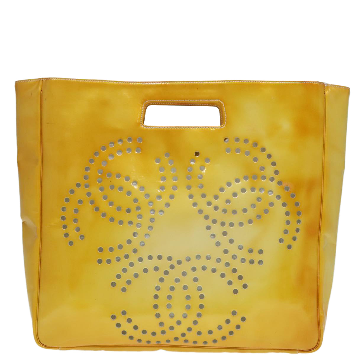 CHANEL COCO Mark Hand Bag Patent leather Yellow CC bs18402